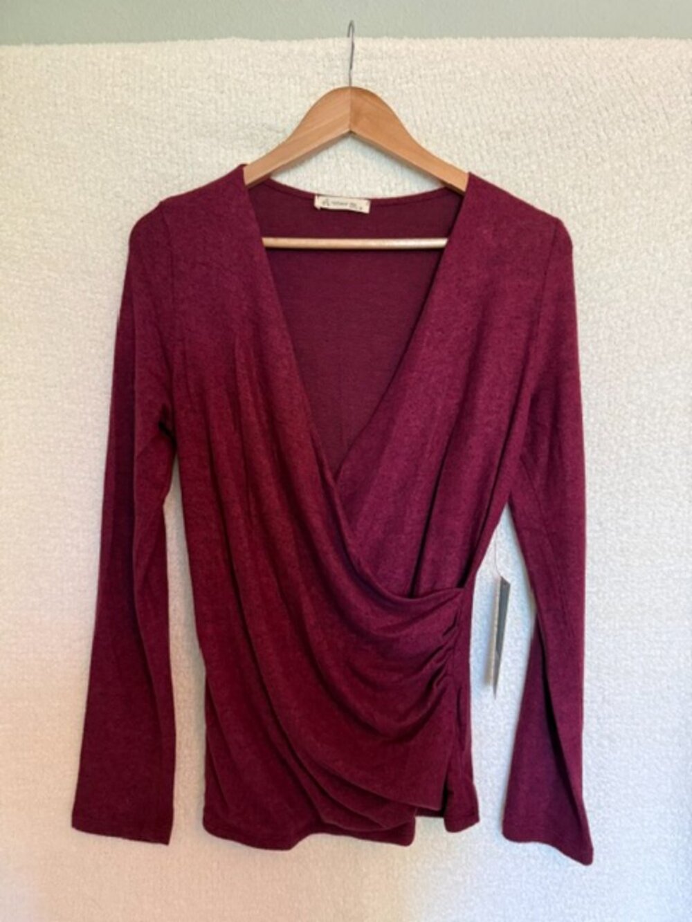 Natural Life Crisscross Burgundy Long sleeve shirt - Size Medium - NWT